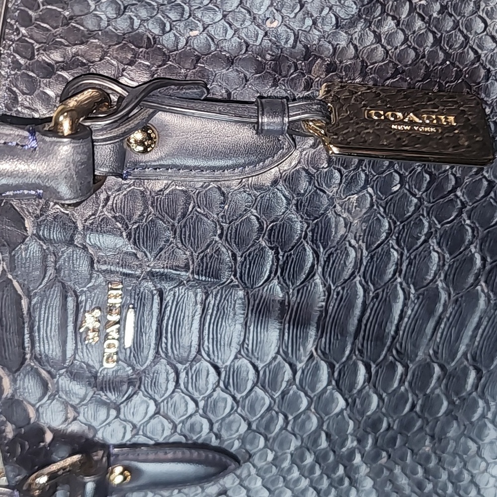 Python Snake Skin Inspired Navy Satchel Shoulder … - image 3